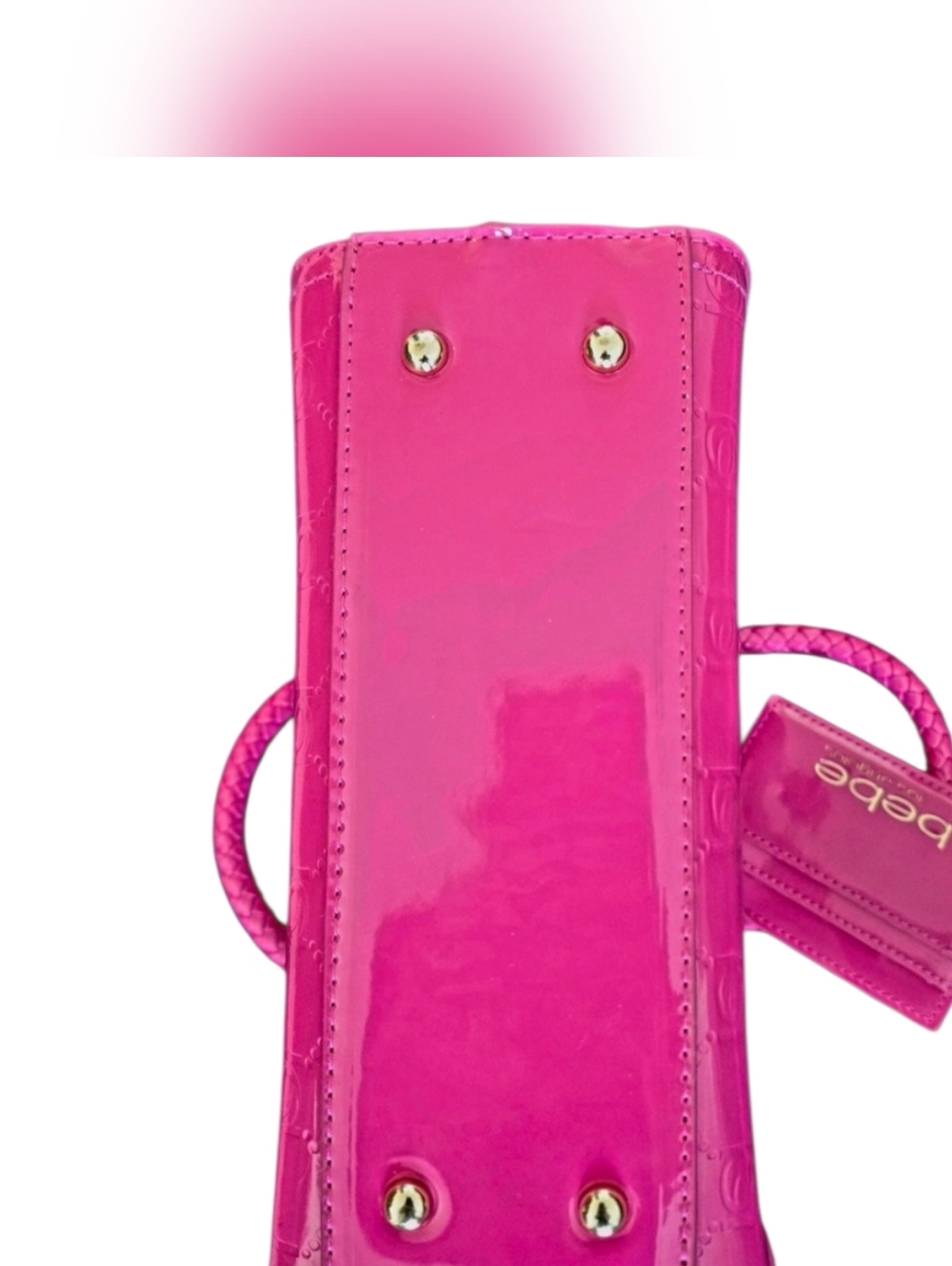 New Bebe Dana Patent leather Fuchsia Pink Satchel/ Crossbody Bag - Picture 9 of 13
